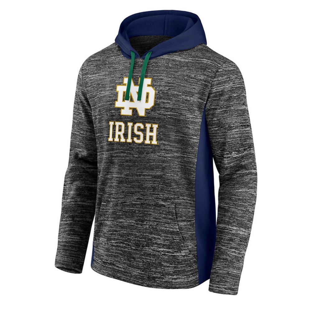 NWT Men's Fanatics Notre Dame Fighting Irish Fleece Hoodie Grey & Blue Size S - Picture 1 of 1
